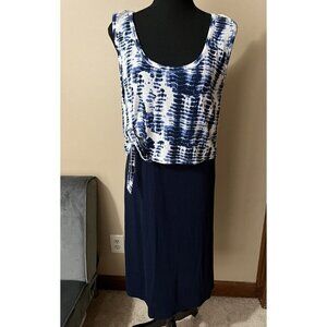 Allison Brittney Womens sleeveless Midi dress, Extra Large (XL) Black And Blue